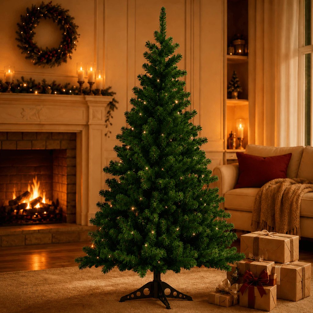 Árvore de Natal artificial verde de 1,50 m com 220 galhos